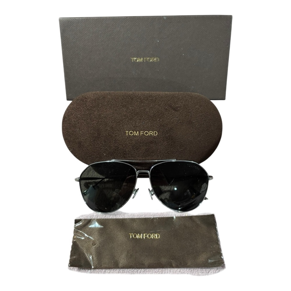 TOM FORD Sunglasses CYRUS TF 747 16N 62-13 Silver Titanium Frames w/Green Lenses